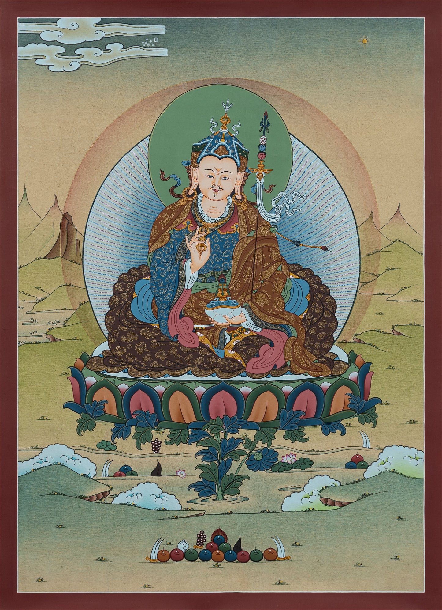 Hand Painted Guru Rinpoche Thangka Painting