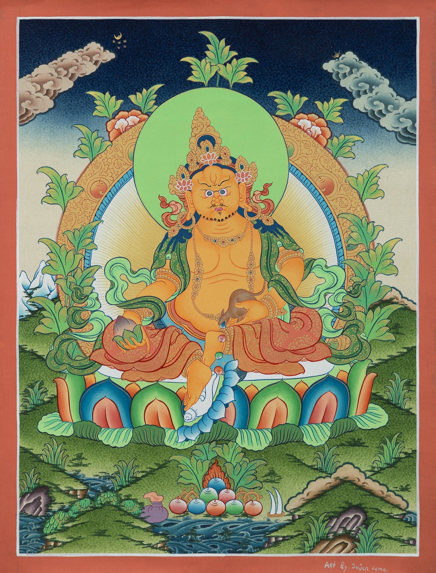 Hand Painted Jambhala Thangka Painting