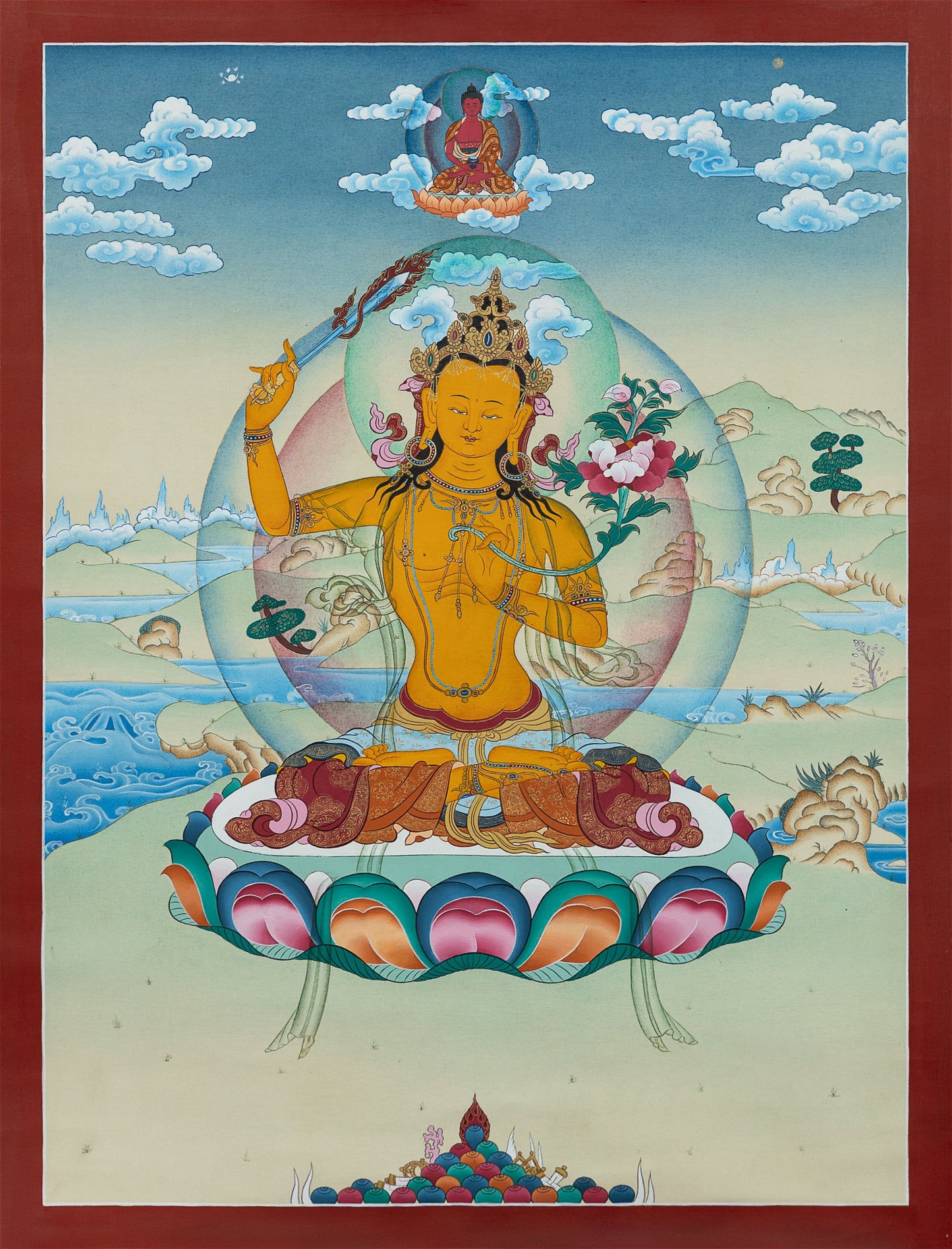 Hand Painted Manjushri Thangka Painting