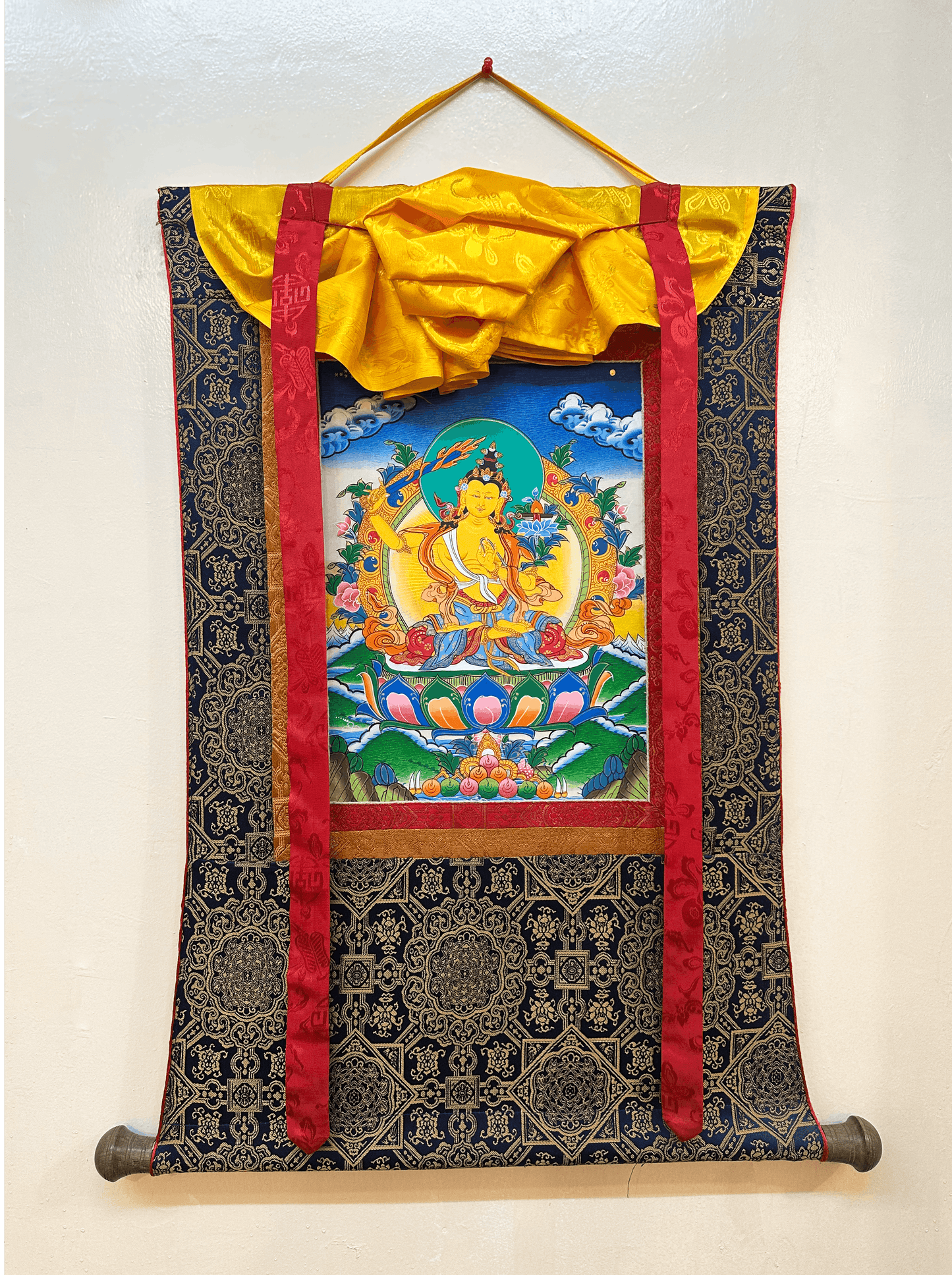 Manjushri Thangka With Brocade