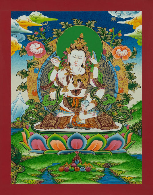 Hand Painted Vajrasattva Thangka Painting
