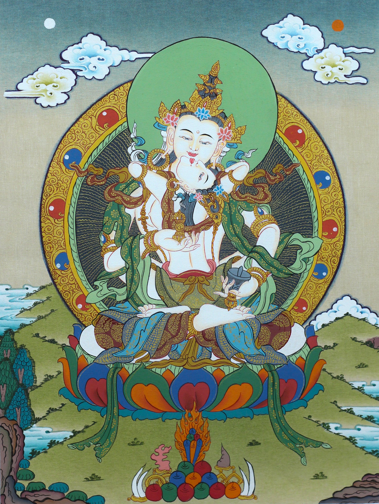 Vajrasattva With Consort Thangka