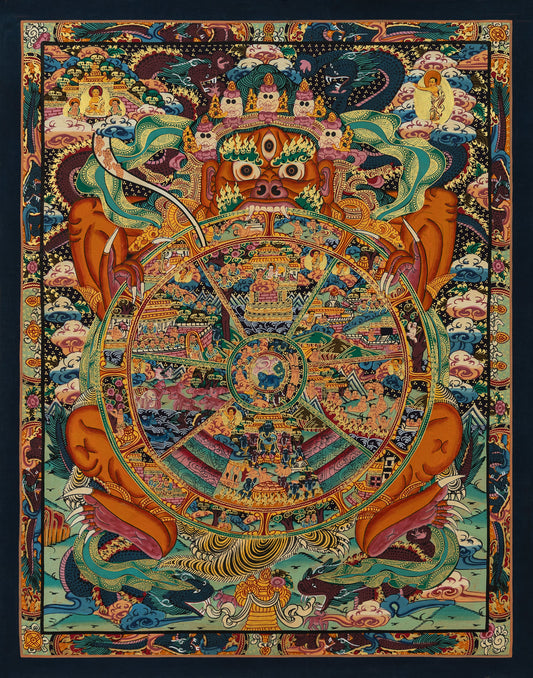 Hand Painted Wheel of Life Thangka Painting