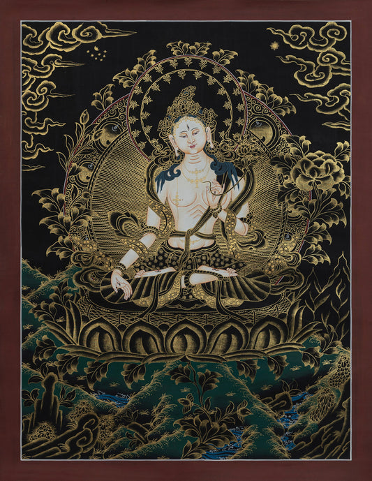 White Tara Thangka - (15" * 19")