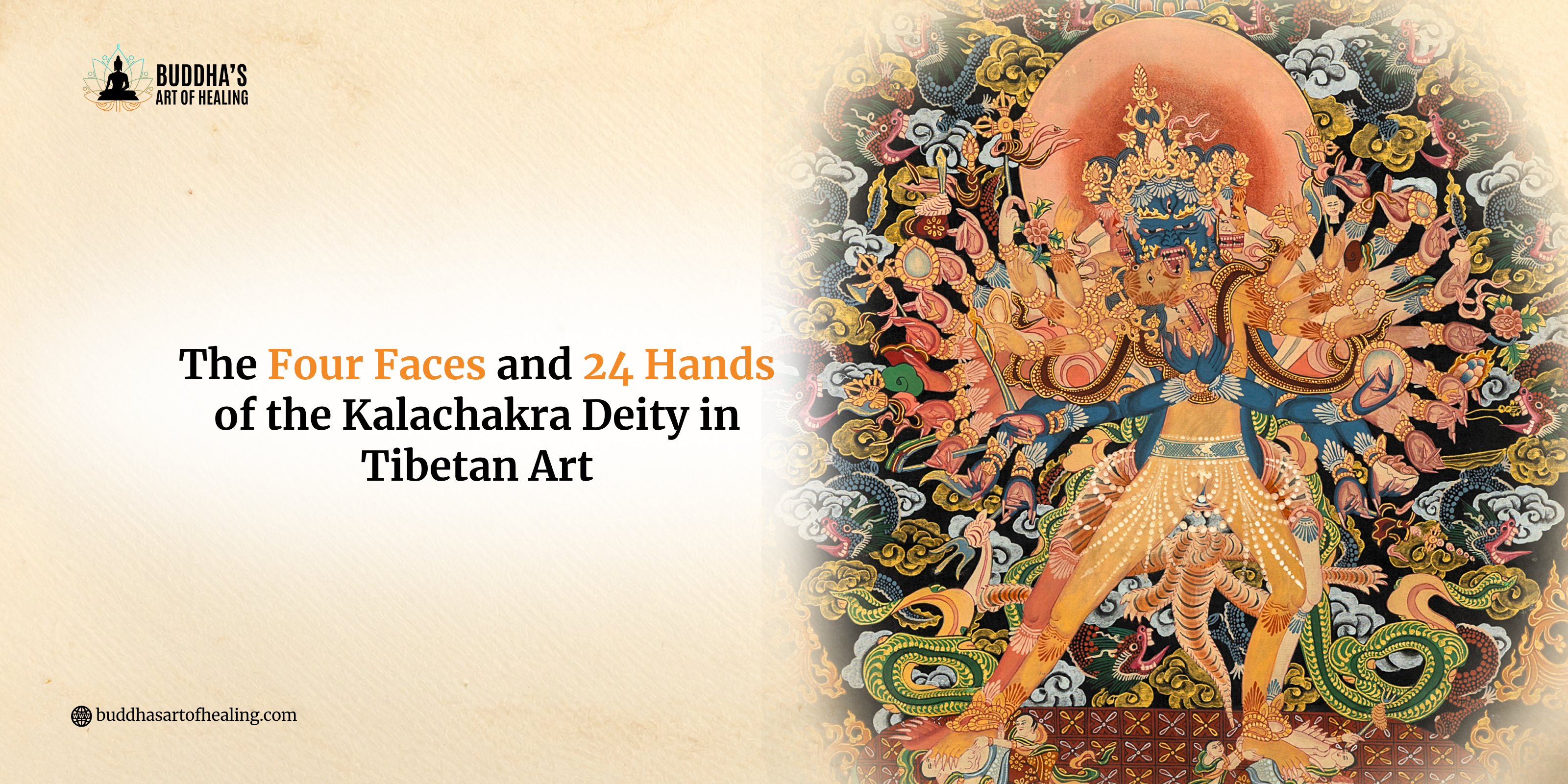 Kalachakra deity thangka: four faces, 24 hands, tibetan buddhist art ...