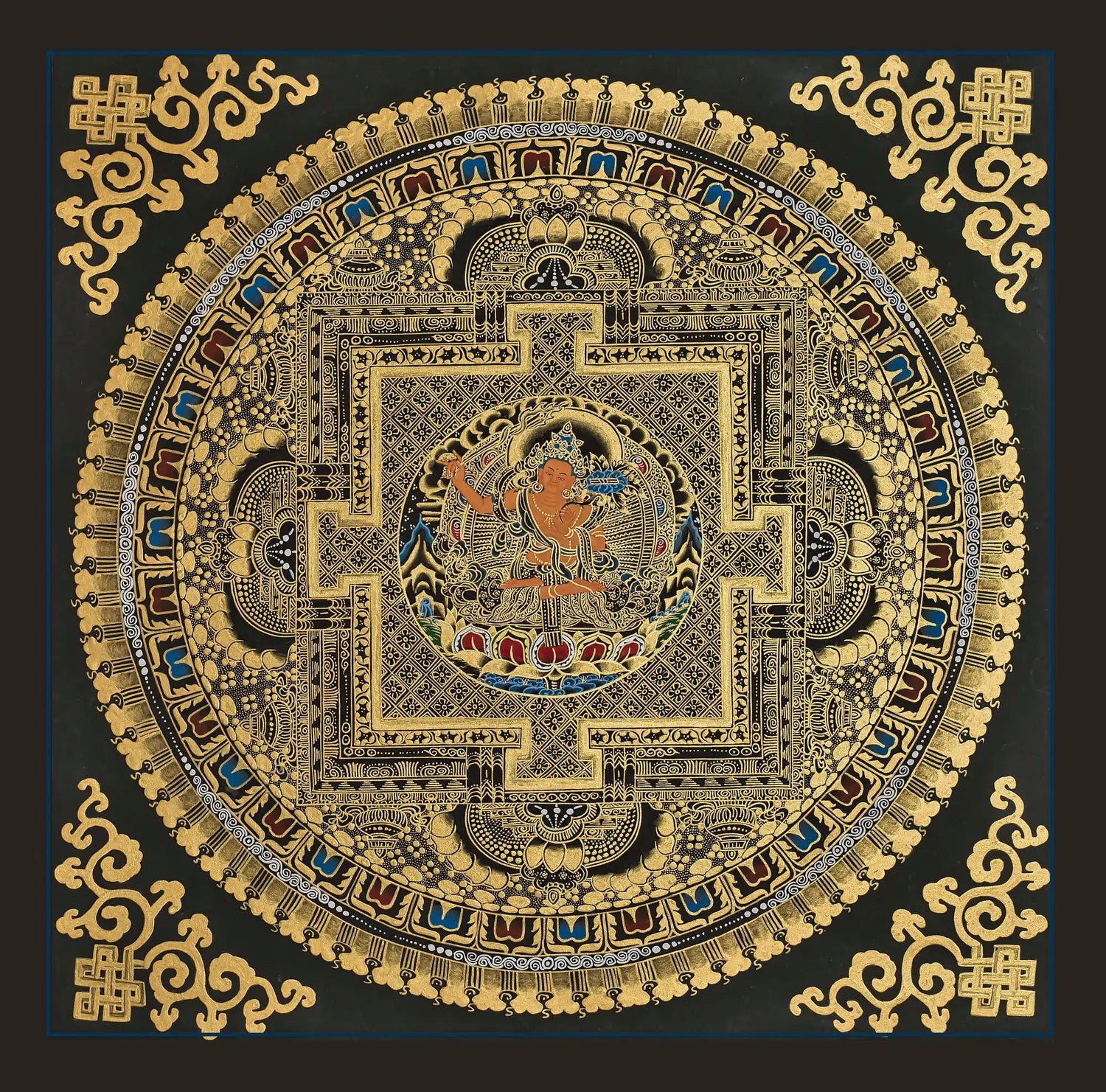 Black and Gold Mandala Thangka