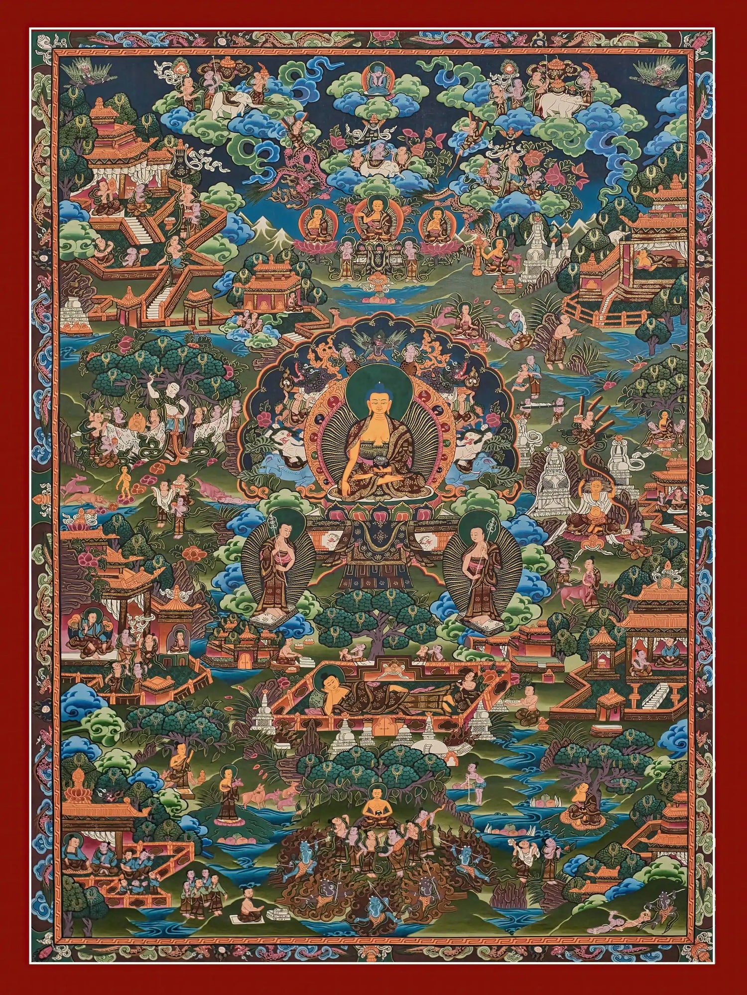 Life of Buddha Thangka Painting