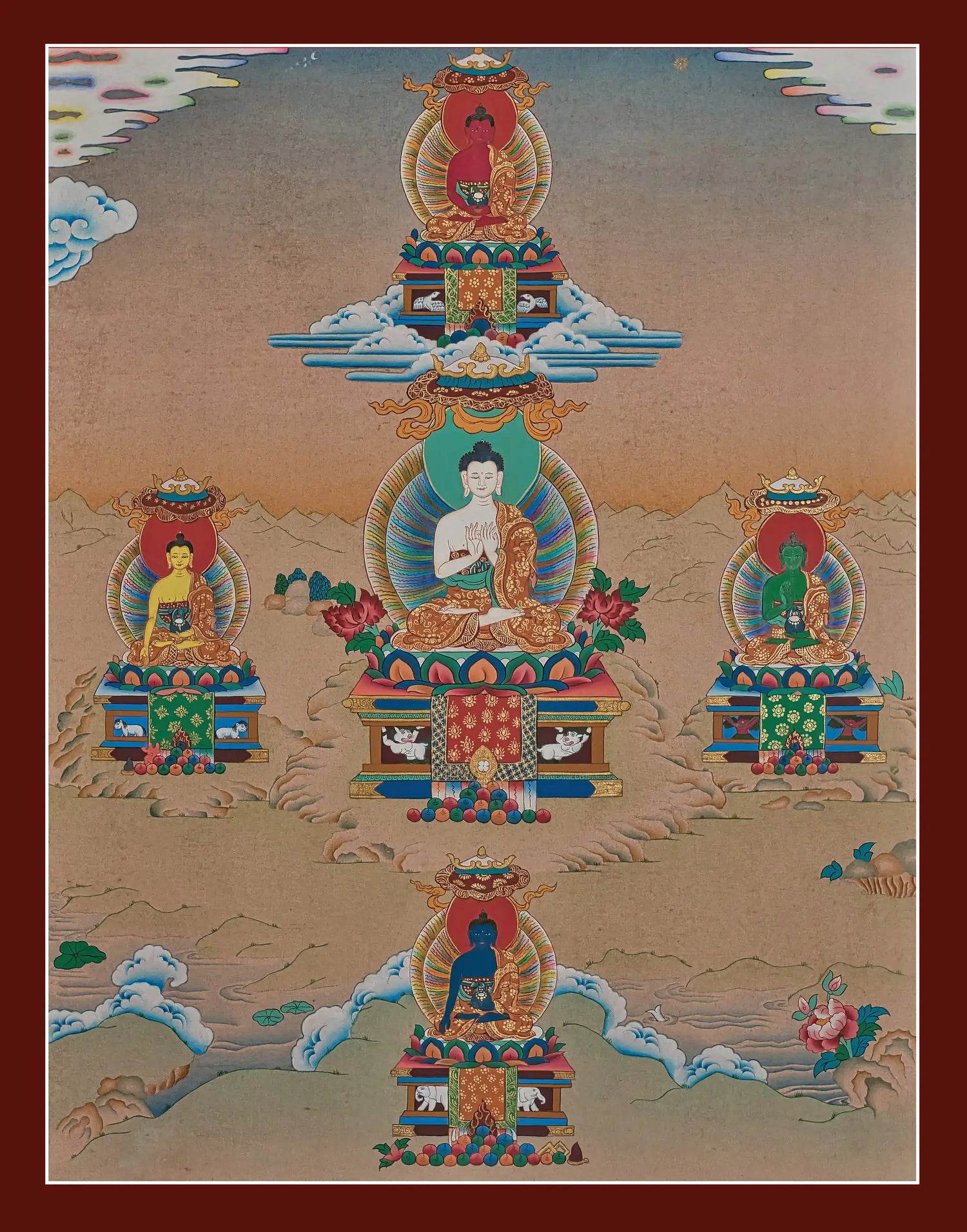 Five Dhyani Buddhas Thangkas