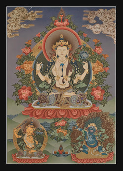 Chenrezig Avalokiteshvara Thangka - (18" * 24")