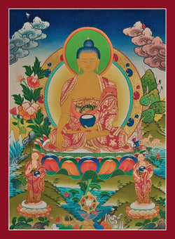 Shakyamuni Buddha Thangka (Nature & Disciples)