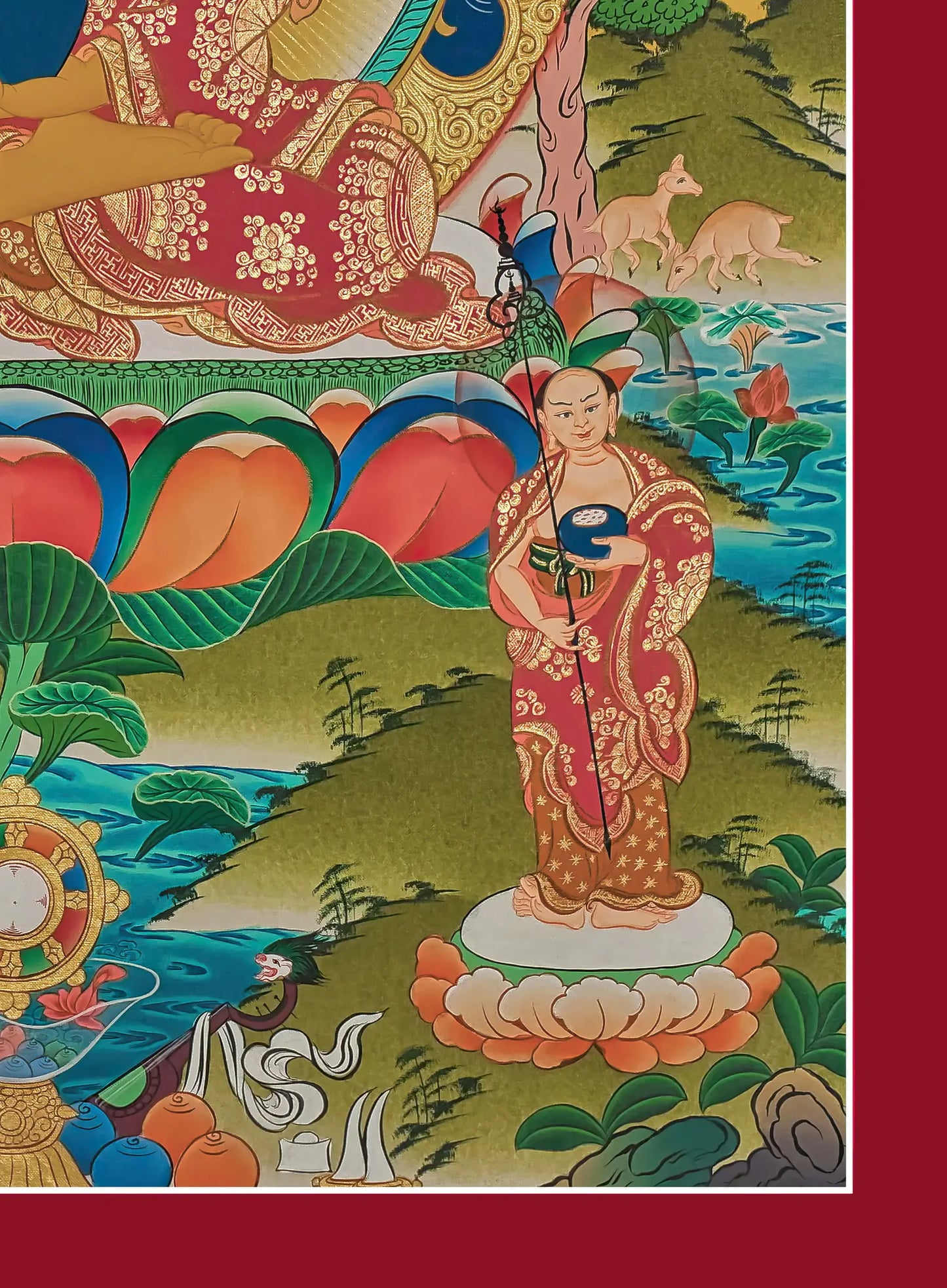Shakyamuni Buddha Thangka (Nature & Disciples)