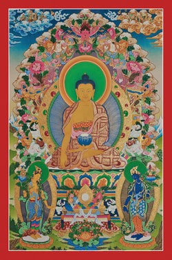 Shakyamuni Buddha Thangka (With Bodhisattvas)