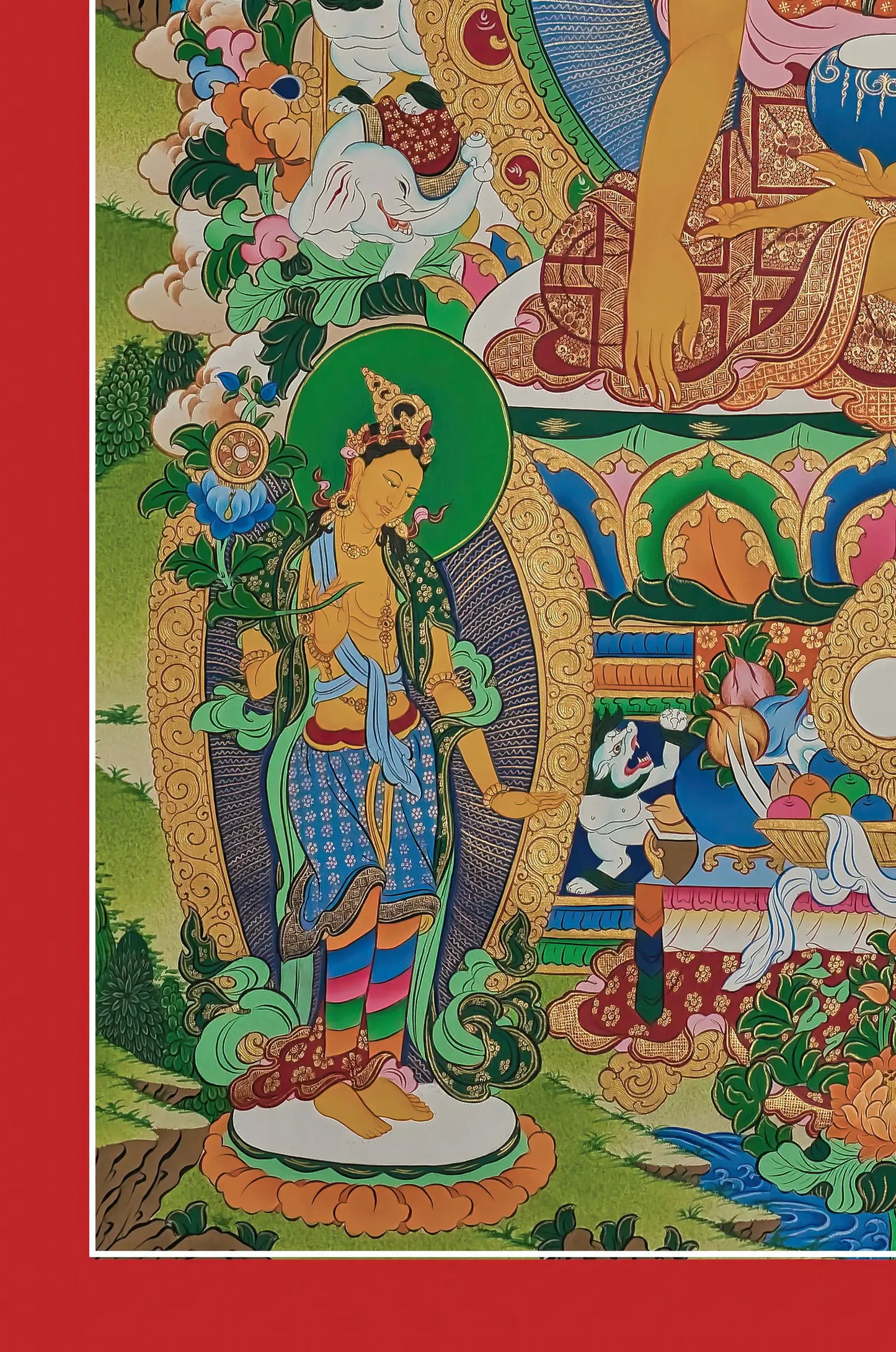 Shakyamuni Buddha Thangka (With Bodhisattvas)