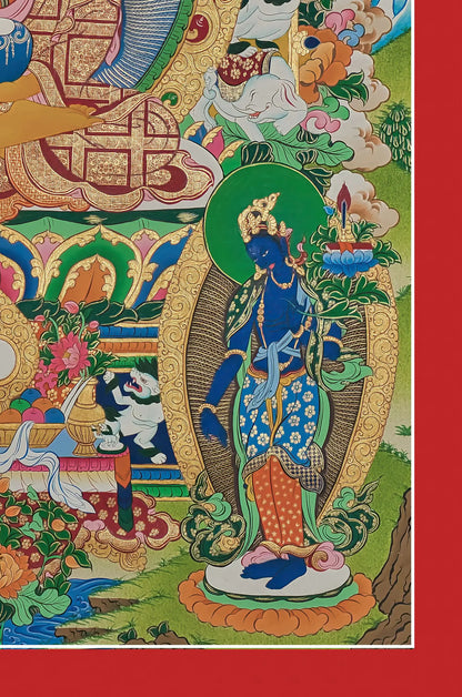 Shakyamuni Buddha Thangka (With Bodhisattvas)