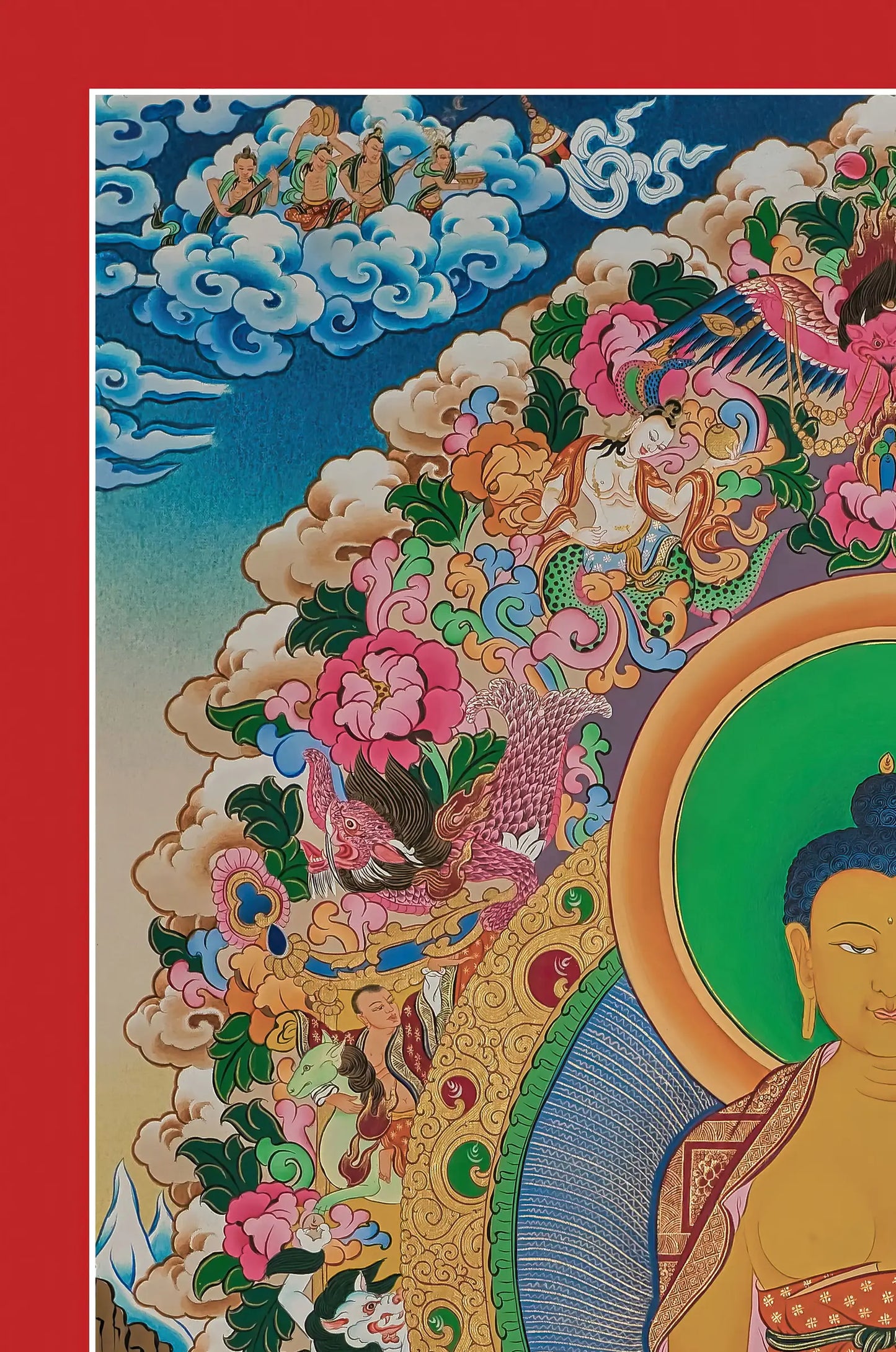 Shakyamuni Buddha Thangka (With Bodhisattvas)