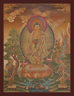 Shakyamuni Buddha Thangka (With Disciples Standing Blessing)