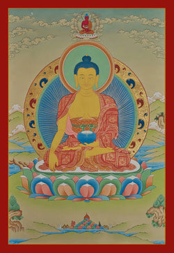 Shakyamuni Buddha Thangka with Amitabha Above