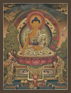 Shakyamuni Buddha Thangka (With His Disciples)