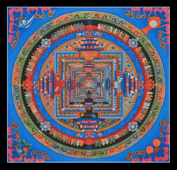 Kalachakra Mandala (In Blue and Decorated Border)