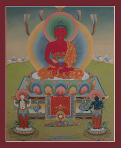 Amitabha Buddha Thangka (With Chenrezig and Vajrapani)