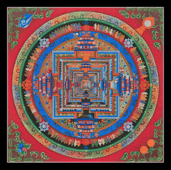 Kalachakra Mandala (In Red and Decorated Border)