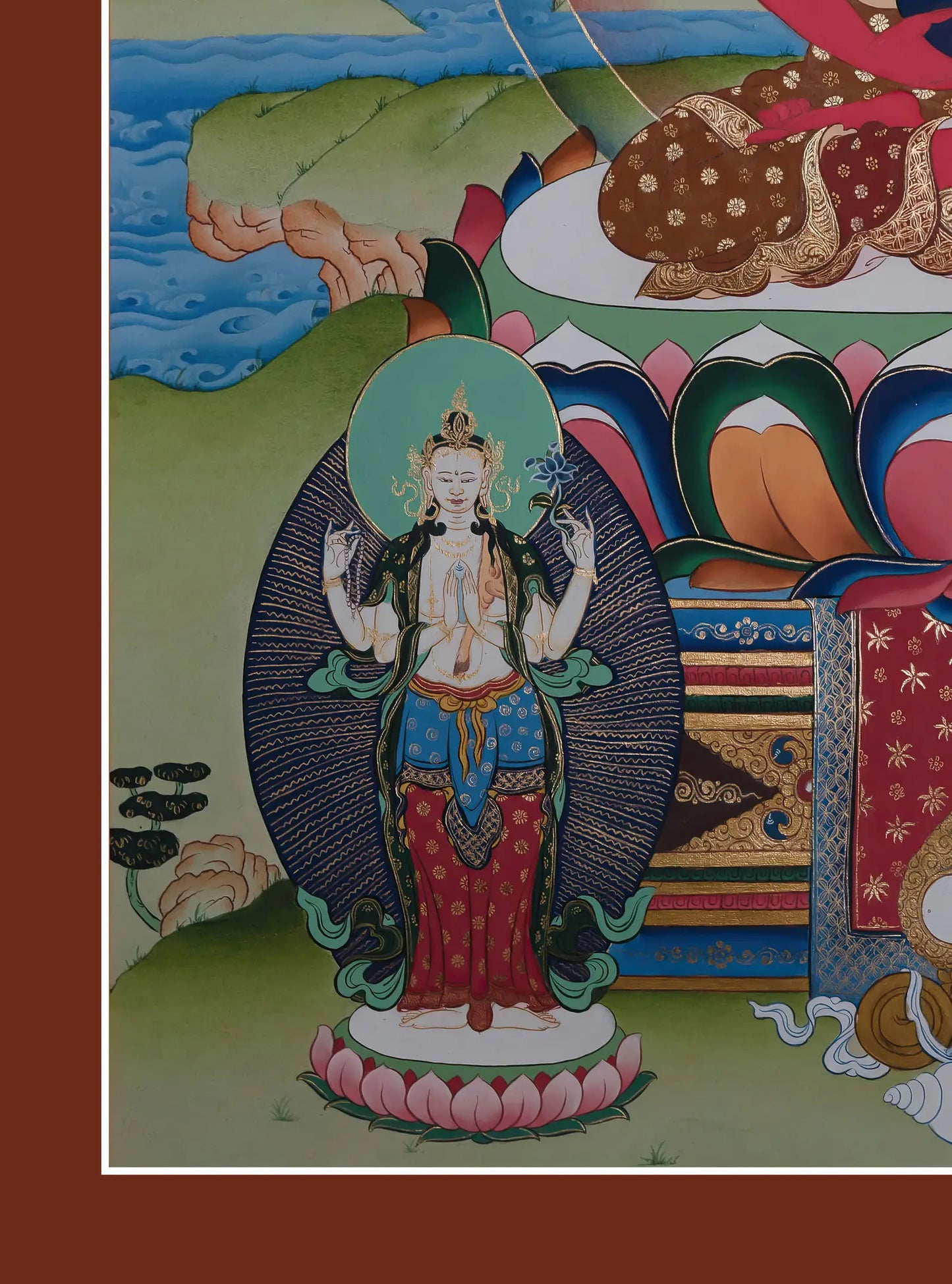 Amitabha Buddha Thangka (With Vajrapani and Avalokiteshvara)