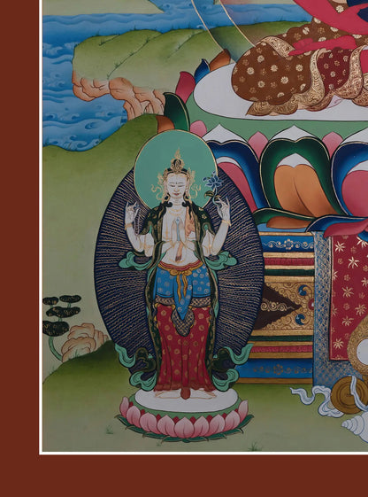 Amitabha Buddha Thangka (With Vajrapani and Avalokiteshvara)