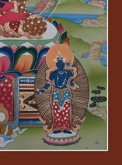 Amitabha Buddha Thangka (With Vajrapani and Avalokiteshvara)