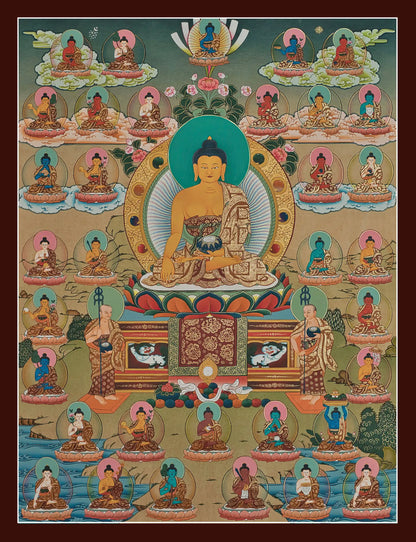 Thirty Five Buddhas Thanka Painting