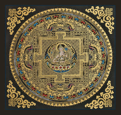 Black and Gold Mandala: White Tara in the Center
