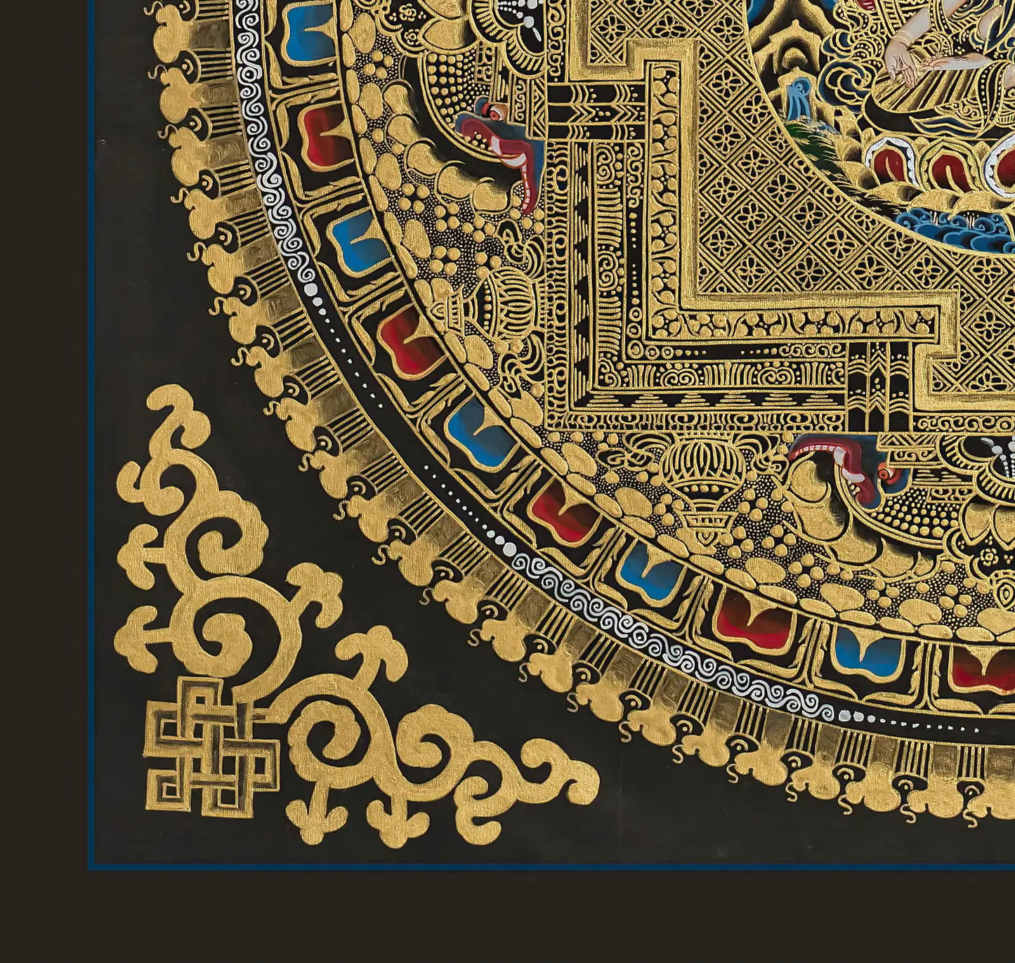 Black and Gold Mandala: White Tara in the Center