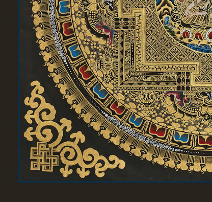 Black and Gold Mandala: White Tara in the Center