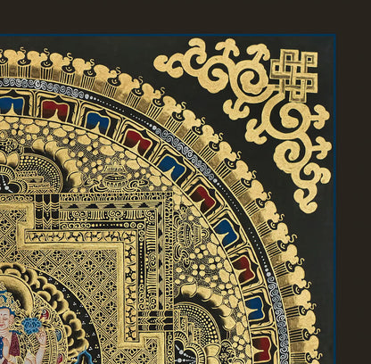 Black and Gold Chenrezig Mandala