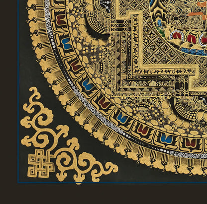 Black and Gold Mandala: Manjushri in the Center