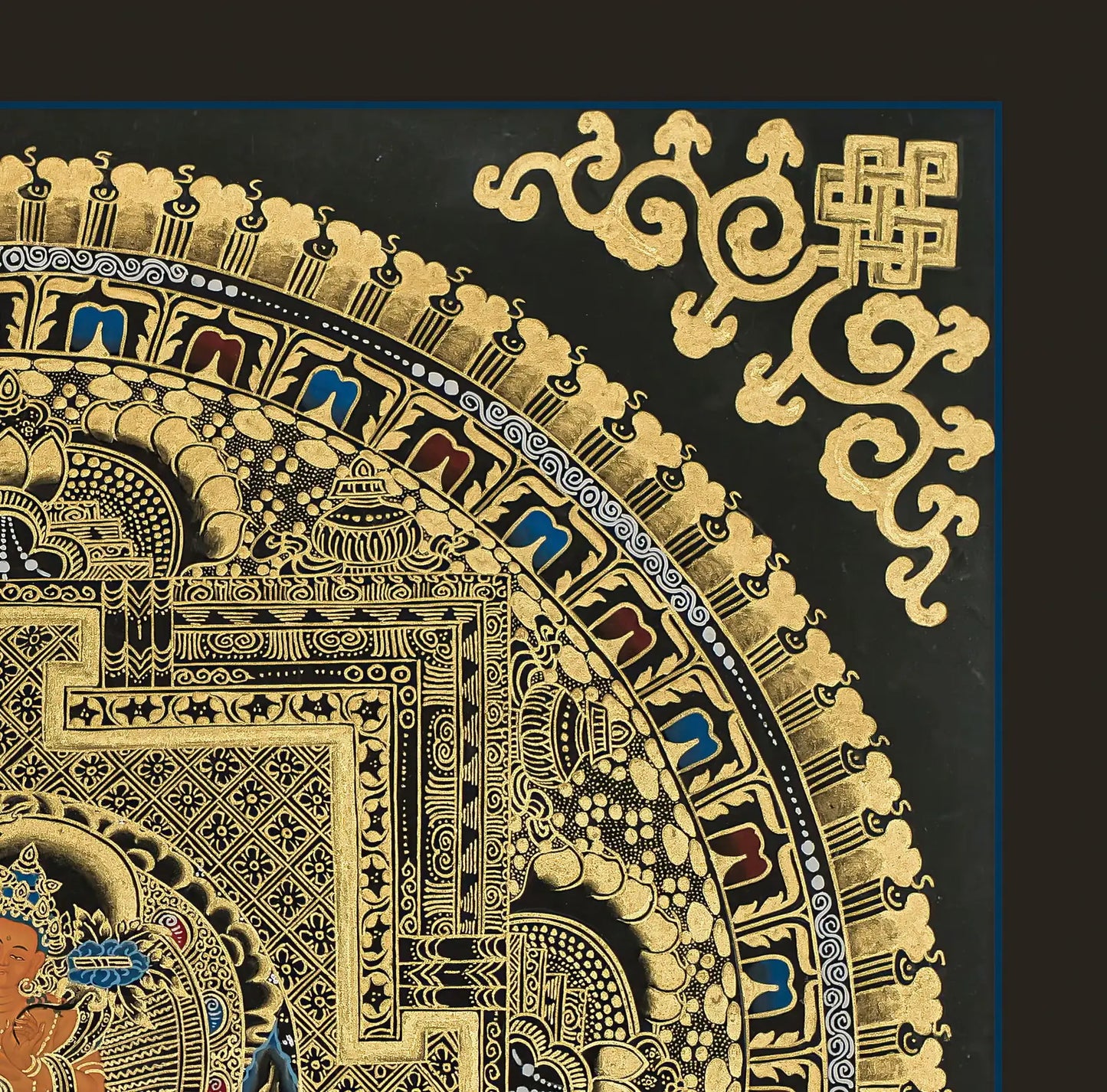 Black and Gold Mandala: Manjushri in the Center