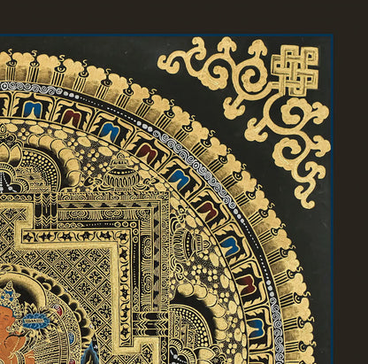 Black and Gold Mandala: Manjushri in the Center