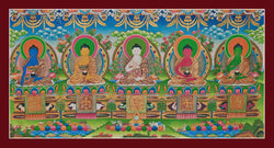Five Dhyani Buddhas Thangka (landscape) - (30" * 15")