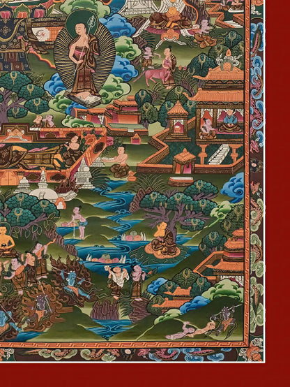 Life of Buddha Thangka - (23" * 33")