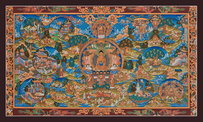 Buddha Life Painting Thanka (landscape)