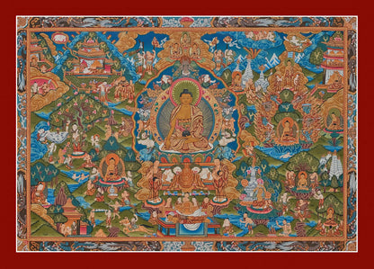 Life of Buddha Thangka in Landscape - (21" * 15")