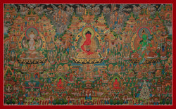 Amitabha Buddha Thangka (With Chenrezig and Green Tara) - (83" * 50")