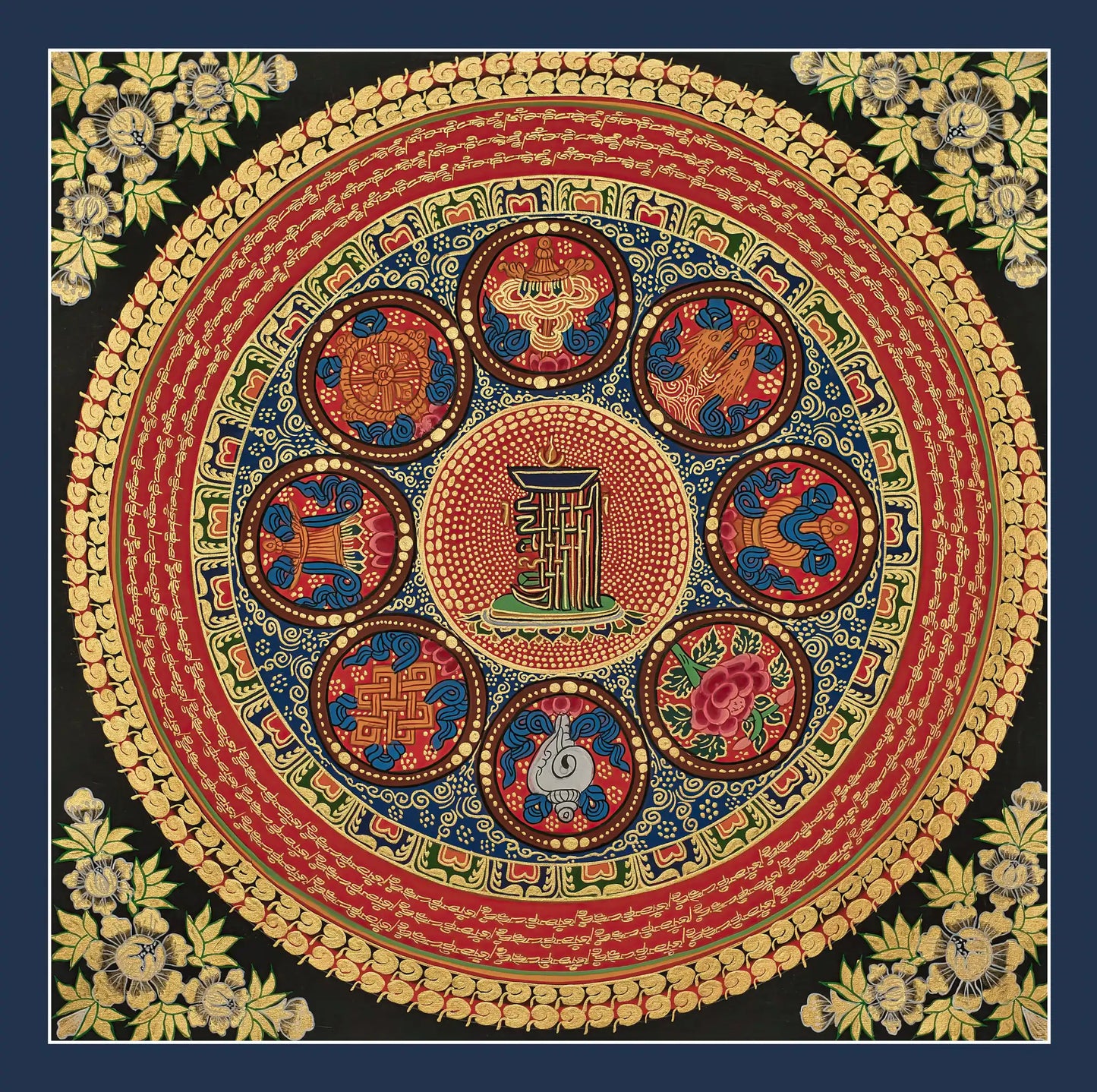 Buddhist Mantra Mandala (19" x 19")