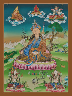 Guru Rinpoche Thangka with More Figures - (18" * 24")