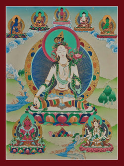 White Tara Thangka - (18" * 24")