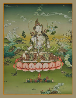 White Tara Thangka - (19" * 25")