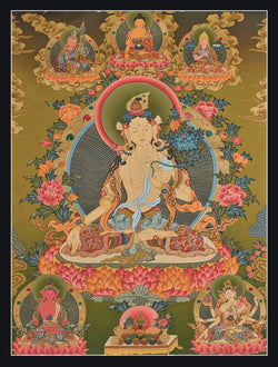 White Tara Thangka - (24" * 35")