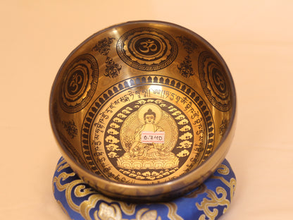 Buddha Engraved Singing Bowl (Flower Patterns)