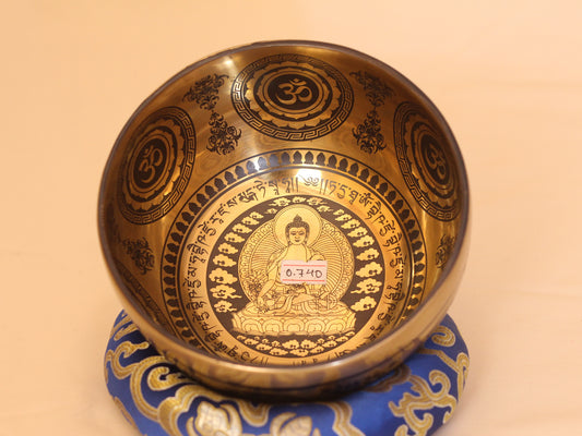 Buddha Engraved Singing Bowl (Flower Patterns)
