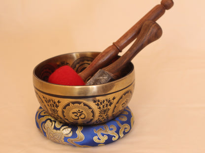 Buddha Engraved Singing Bowl (Flower Patterns)
