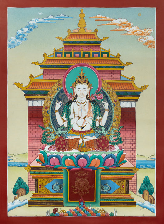 Chenrezig Thangka - (16" * 22")